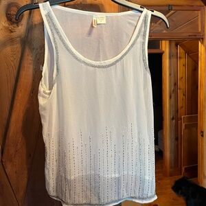 Passport white sheer beaded top